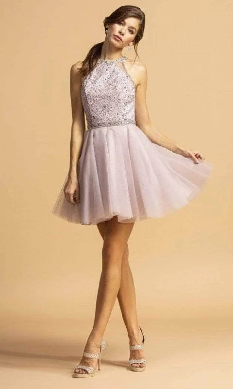 Trevi Collection - Embellished Halter Tulle Cocktail Dress S2095 Trending Items