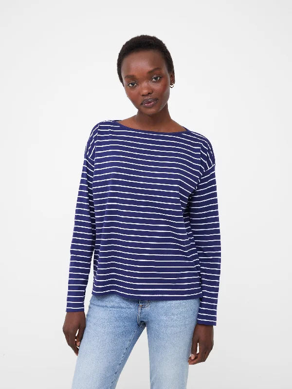 Boat Neck Breton Stripe Long Sleeve Top Big Discounts