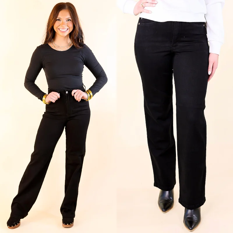 Judy Blue | Perfect Fit High Waisted Tummy Control Classic Straight Leg Jean in Black Casual Yet Stylish Separates