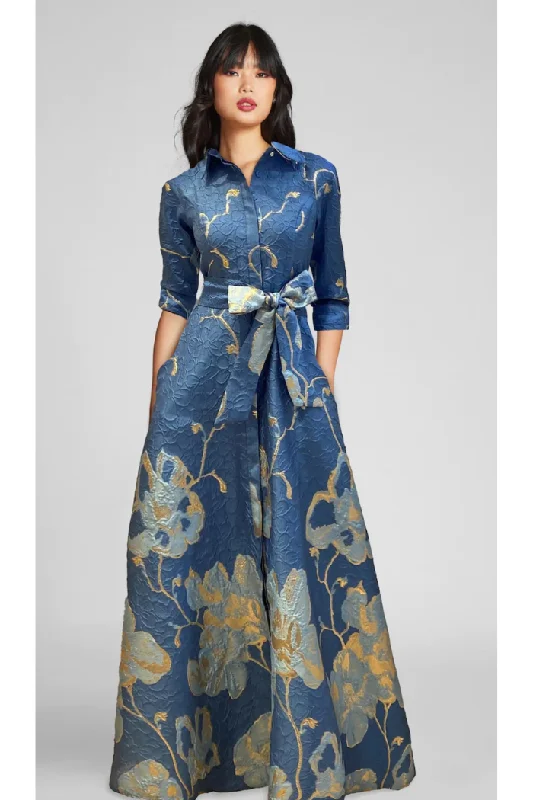 Jacquard Border Pattern Shirt Gown Chic And Trendy