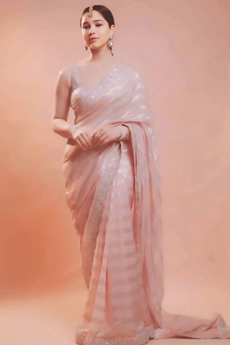 Latest Sara Tendulkar Peach Pink Saree For Farewell Party Cool Prices