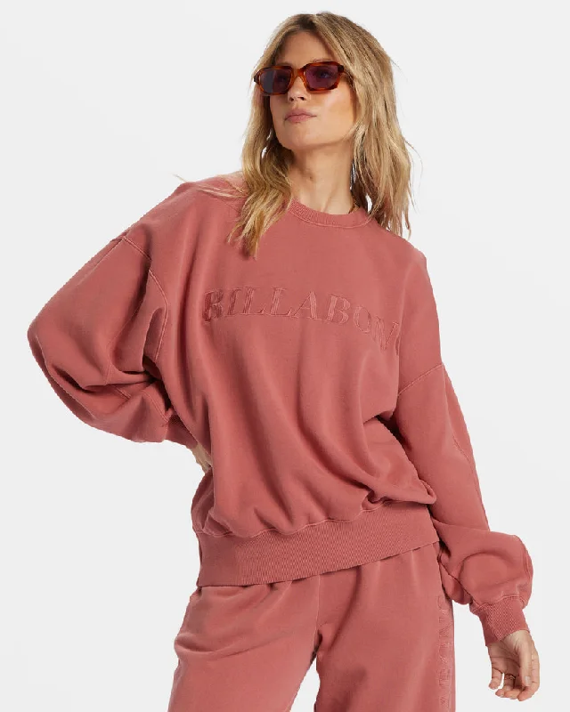 Billabong Palmin Kendal Crewneck Sweatshirt - RED CLAY Trendy Women's Wear