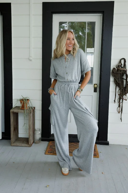 The Nest Sunset Forager Jumpsuit - Heather Gray Massive Selection Sale