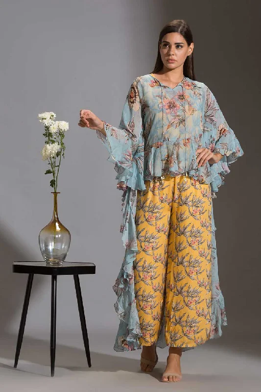 Floral Print Jumpsuit & Tunic Set Comfortable Clothes