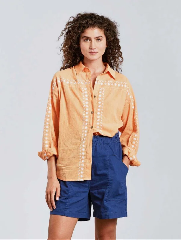 Hanako Women's Organic Cotton Embroidery Shirt | Cantaloupe Refined Look