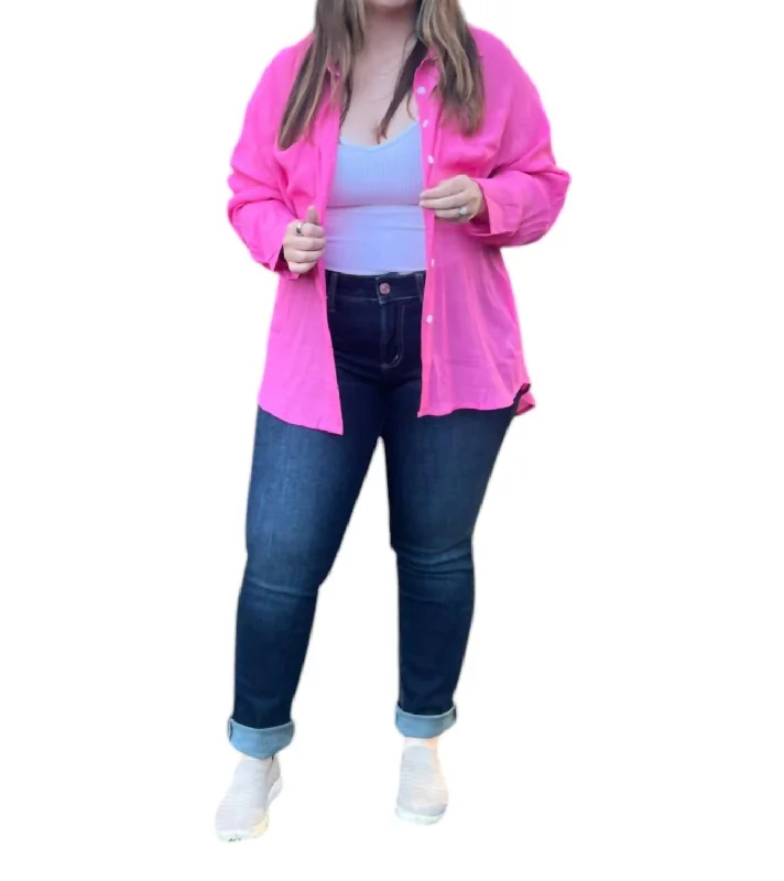 Button-Down Collar Shirt In Pink Huge Markdowns