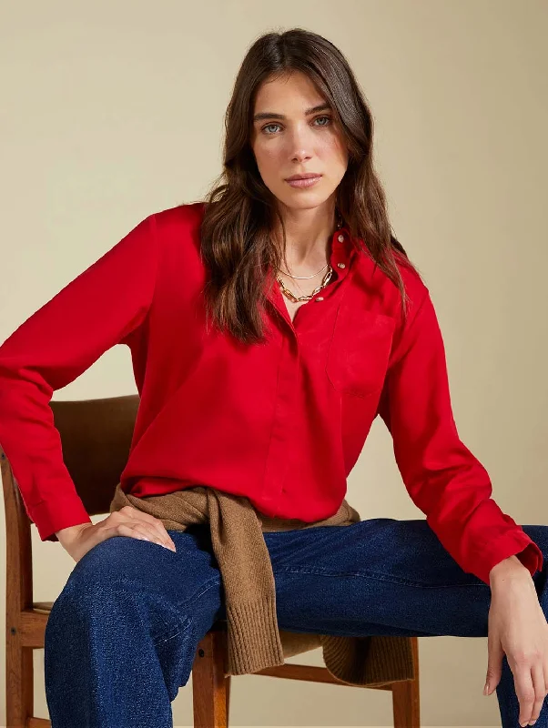 Lillith TENCEL™ Relaxed Shirt | Crimson Red Season Appropriate Women's Collection