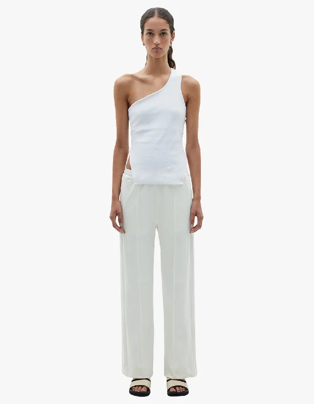 Twill Pinstitch Detail Pant - White Attire Sale