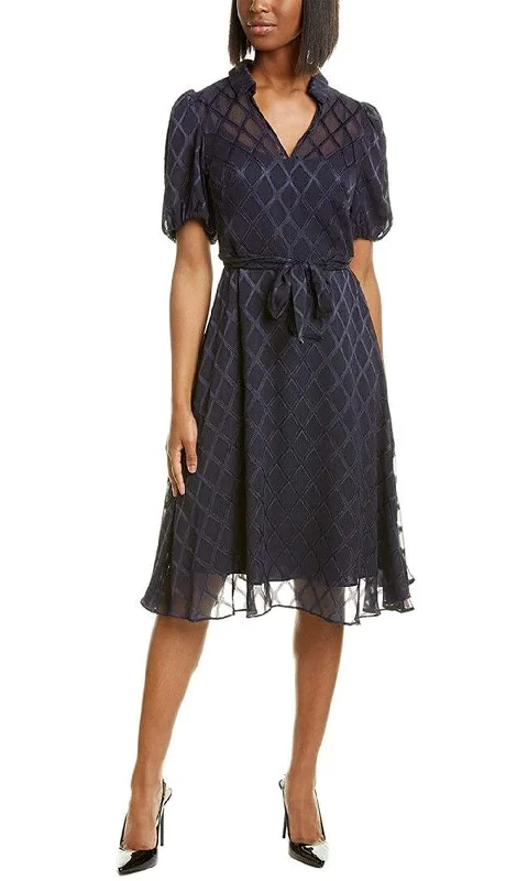 Maggy London - G4451M Puff Sleeve Textured Chiffon A-Line Dress Mega Sale