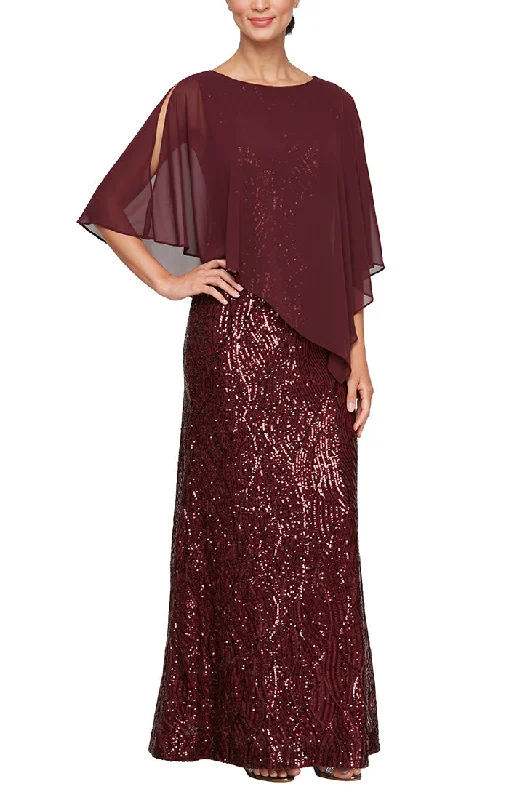 Long Sequin Dress with Asymmetric Overlay Chic Urban Fashion Look