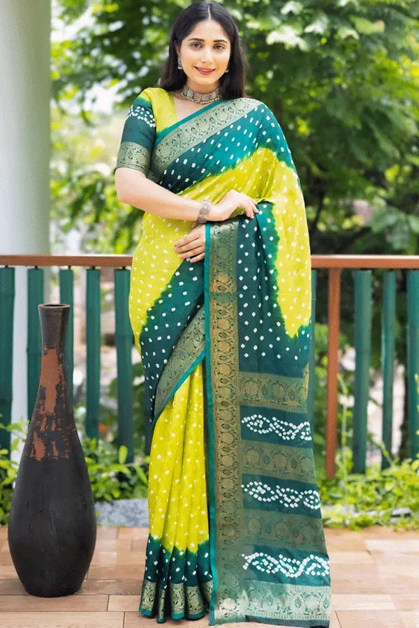 Green Colour Bandhani Saree With Price The Epitome Of Modern Women's Fashion