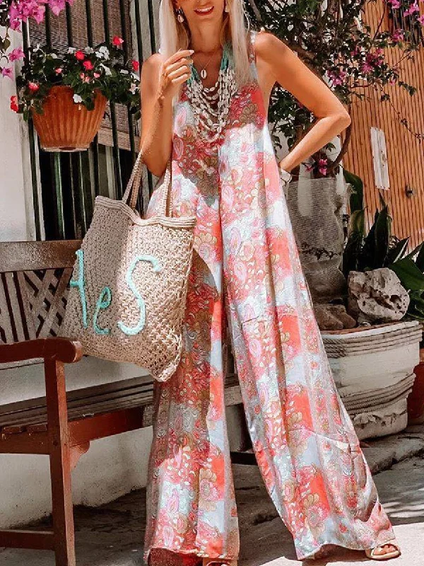 Sleeveless Printed National Style Jumpsuit Fashion Sale