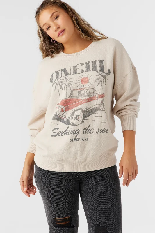 Oneill CHOICE CREWNECK OVERSIZED-FIT FLEECE PULLOVER - CEMENT Save On Inspired Styles