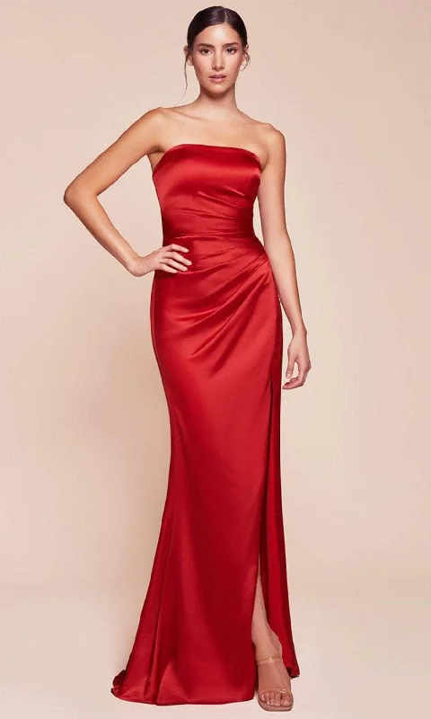 Cinderella Divine 7451 - Strapless Satin Long Gown Big Discounts