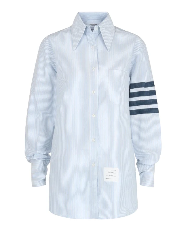 Striped Oxford 4-Bar Oversized Shirt Exquisite Women's Wear Sale