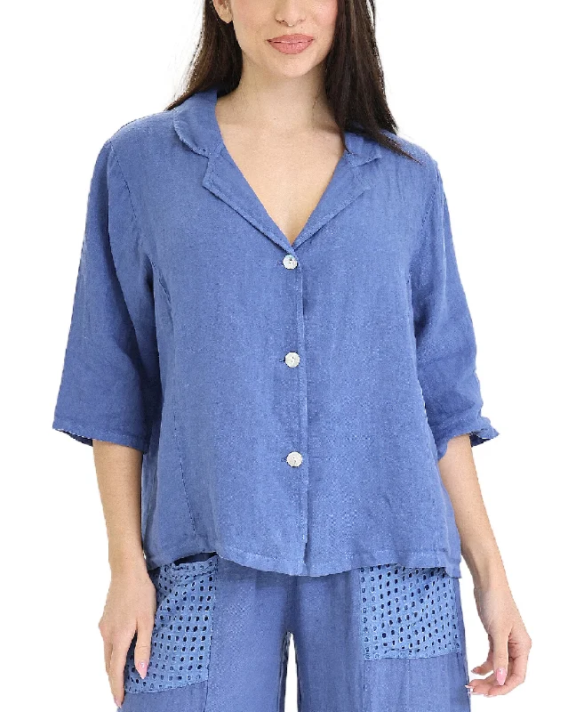 Linen Button Front Shirt Trend Forward Threads