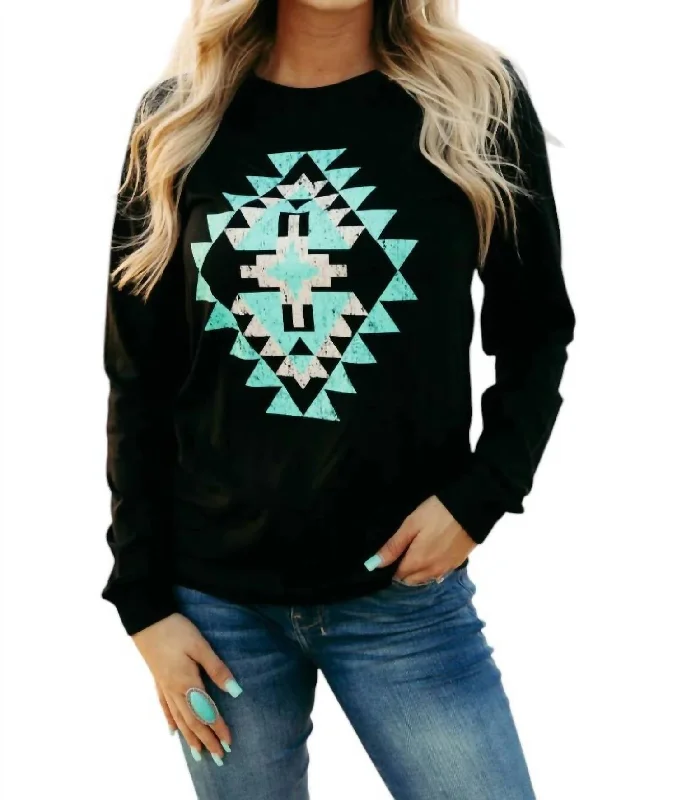 Icy Aztec Top In Black Contemporary Chic