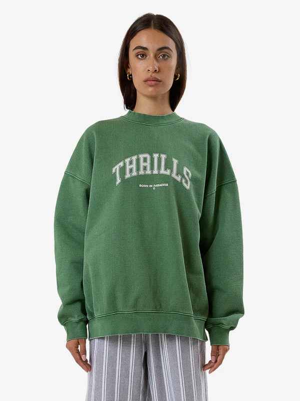 THRILLS Hard Knocks Cocoon Panel Crew - ELM GREEN Elegant Attire For The Modern Lady