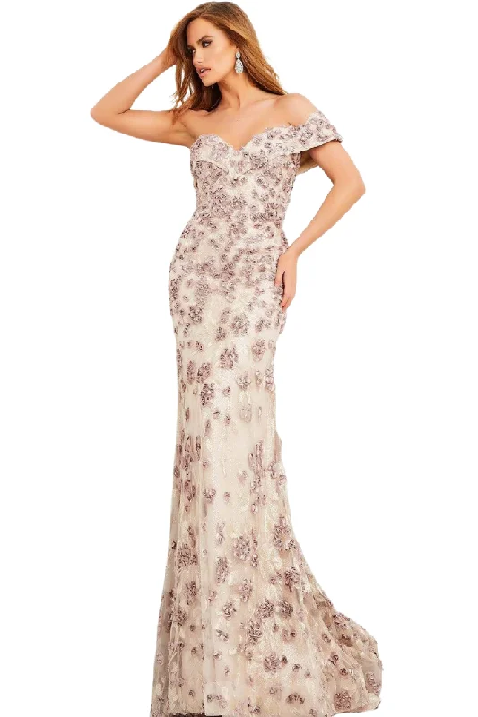 Floral Sweetheart One Shoulder Gown Lightweight Fabric