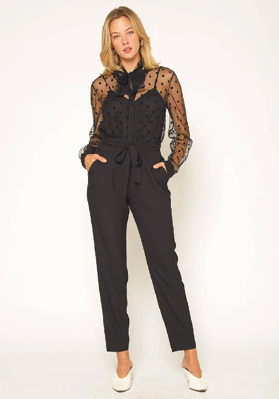 Women's Tie Waist Slim Trouser in Black Sale Event, Prices Rock