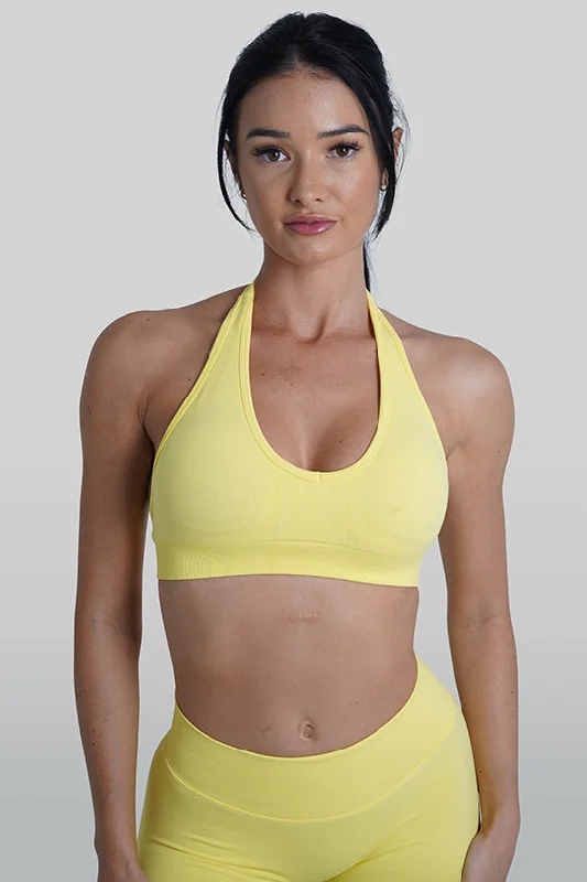 RECOIL HALTER CROP - YELLOW Quality Driven Apparel