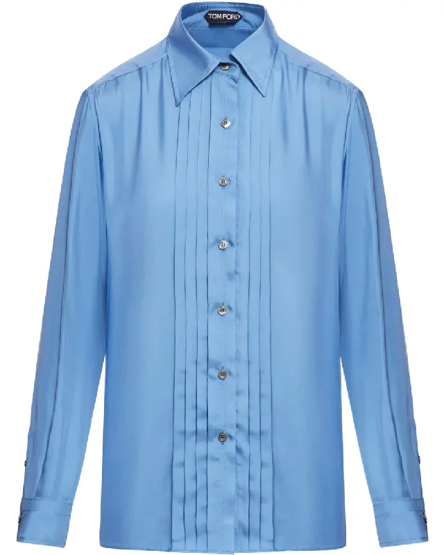 Tom Ford Womens Button Down Shirt In Blue Trend Setting Wardrobe