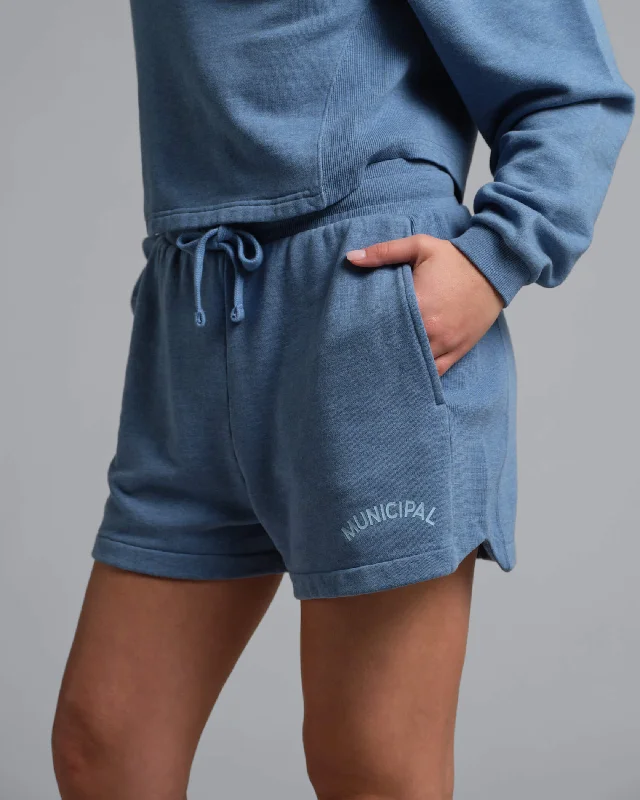 Municipal Women's Hang Back Fleece Shorts - DENIM Modern Romance