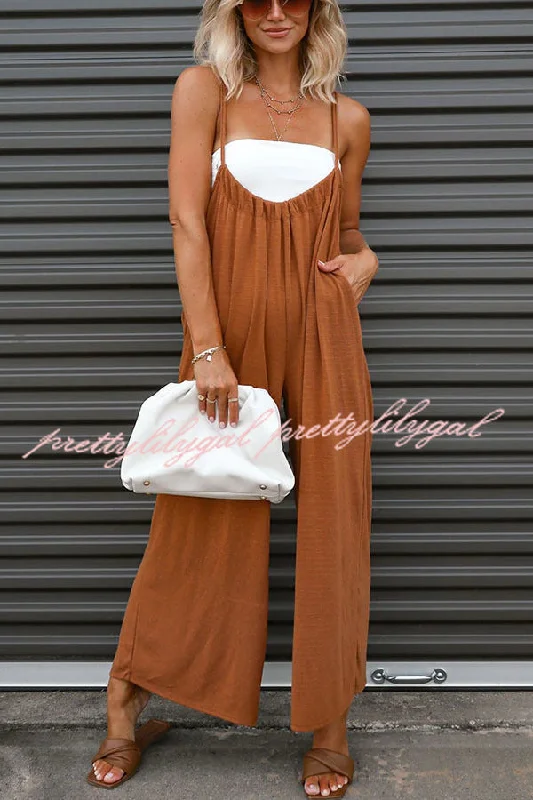 Unstoppable Feeling Pocketed Tie Wide Leg Overalls Trendy Pulse