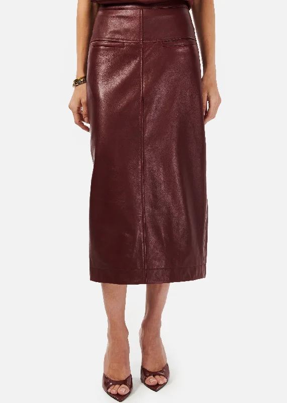 Inaya Genuine Leather Skirt Cranberry Chic Outfits