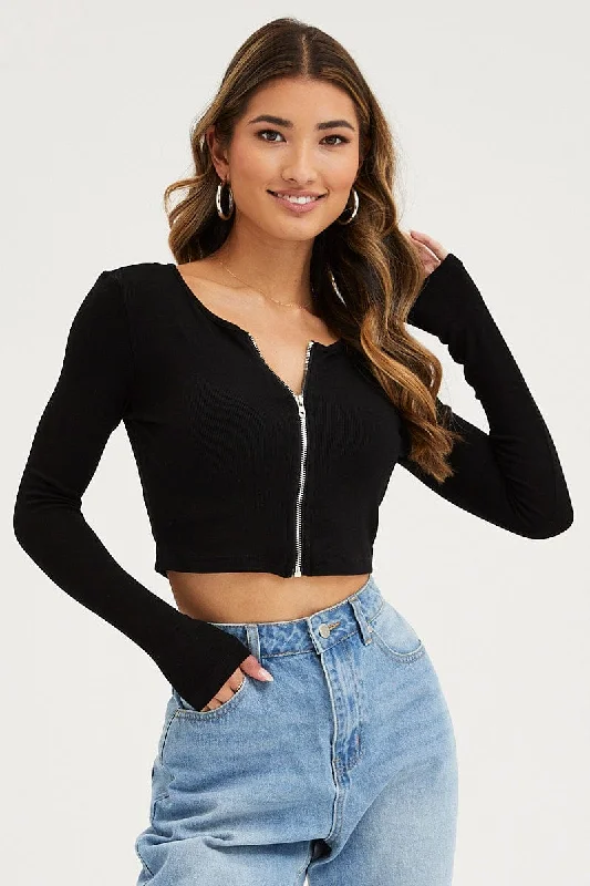 Black Basic Top Ribbed Hot Sale