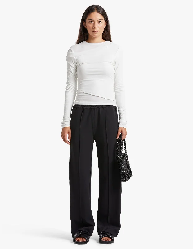 Twill Pinstitch Detail Pant - Black Additional Time-Limited Offers