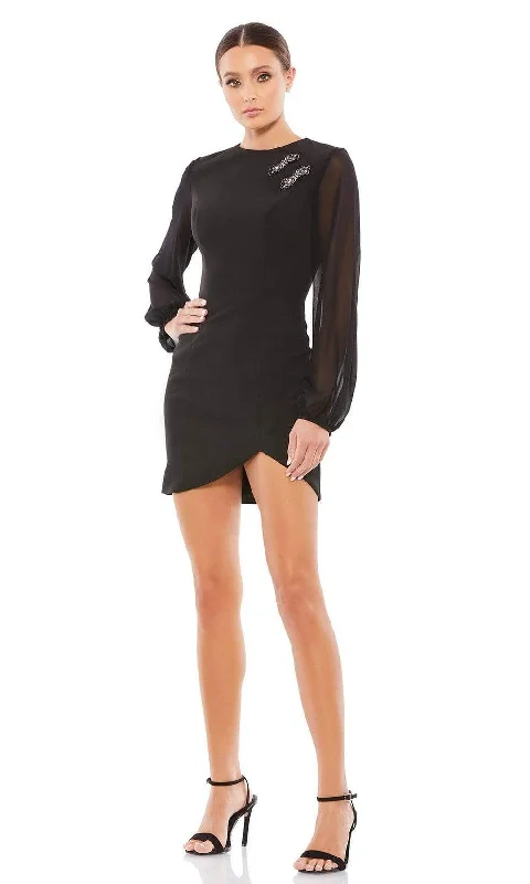 Ieena Duggal - 26640 Long Sheer Sleeve Mini Dress Fashion-Forward