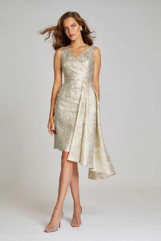 Metallic Jacquard Cocktail Dress Vintage Charm