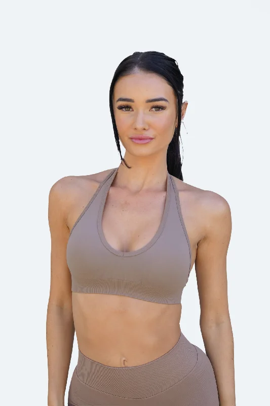 RECOIL HALTER CROP - COFFEE Urban Sophistication