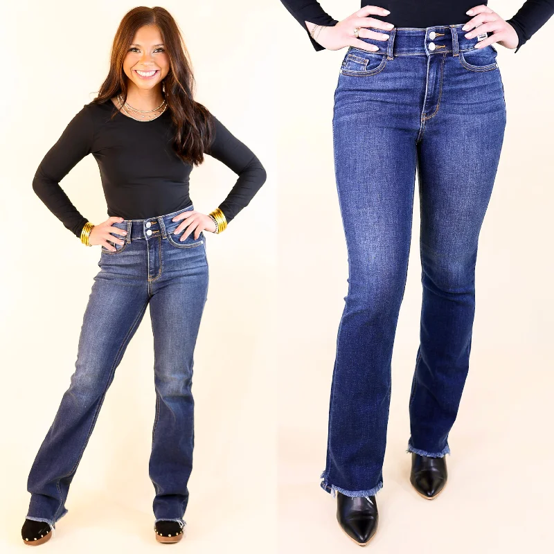 Judy Blue | A New Me Double Button Bootcut Jeans in Dark Wash Effortless Chic Apparel