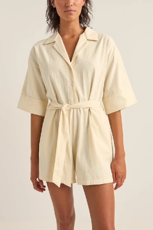 Rhythm Boiler Playsuit - CREAM Y2K Nostalgic Fashion Look