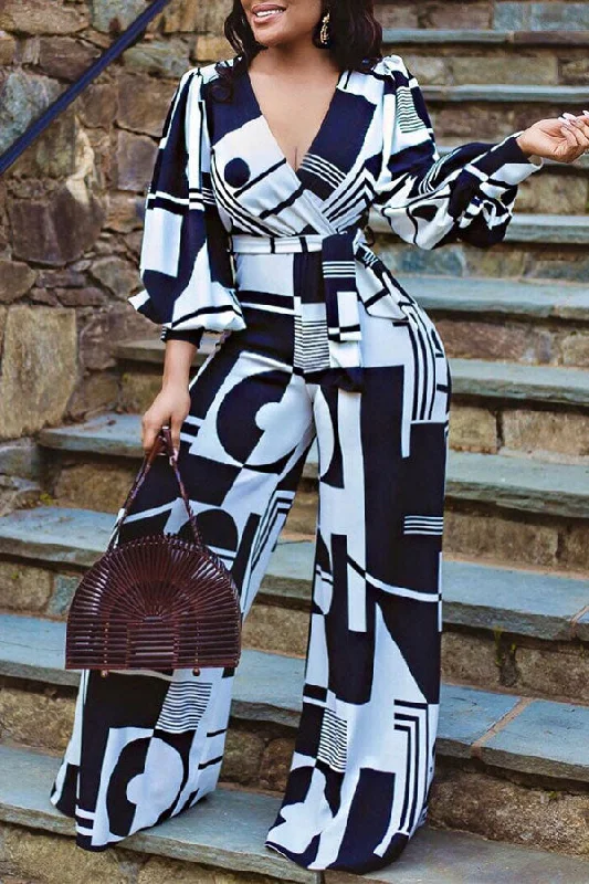 Graphic Print Modern Wide Leg Jumpsuit Sleek Design