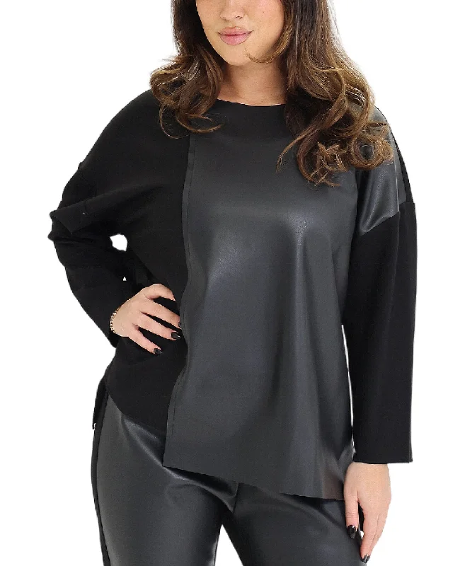 Faux Leather Combo Top Exclusive Discount