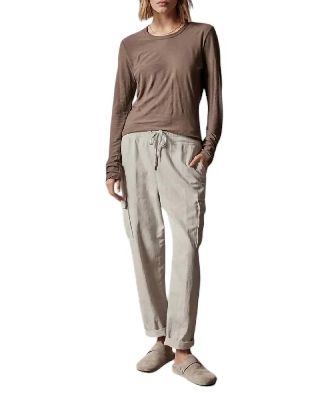 Long Sleeve Crew Top In Burro Casual Yet Stylish Separates