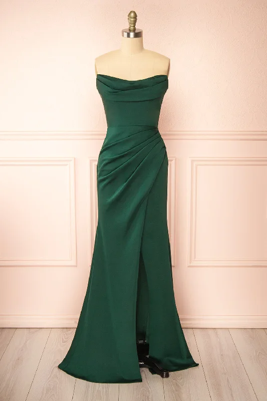 Ailsa Green | Strapless Gown w/ High Slit Seasonal Fashion