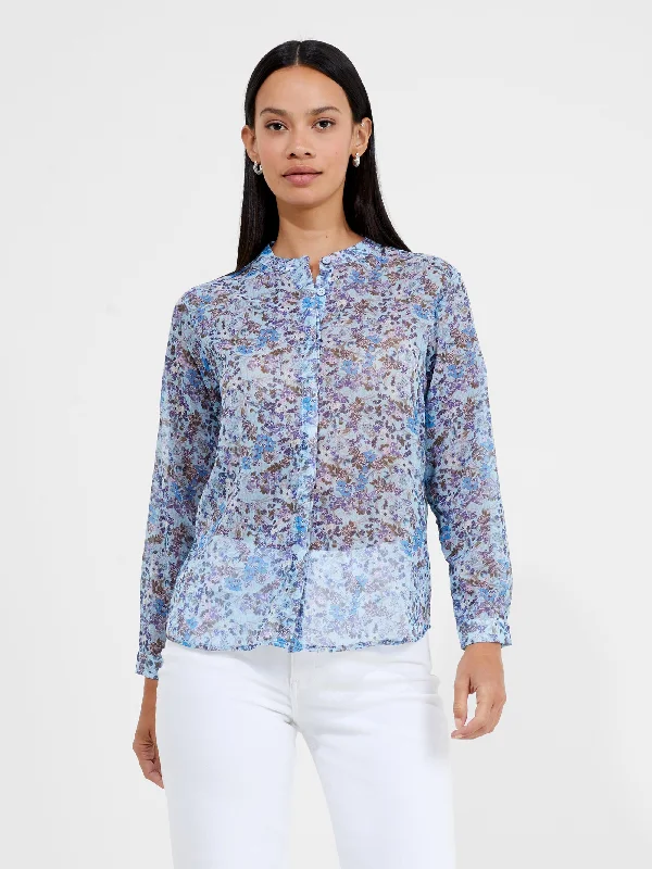 Henley Collar Floral Shirt Trendy Clothing Sale