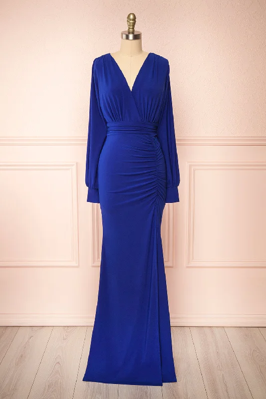 Cassidy Blue | Plunging Neckline Mermaid Maxi Dress Great Prices On Feminine Styles