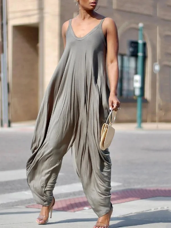 Women Casual Stretchy Strap Loose Jumpsuit Innovate Your Wardrobe