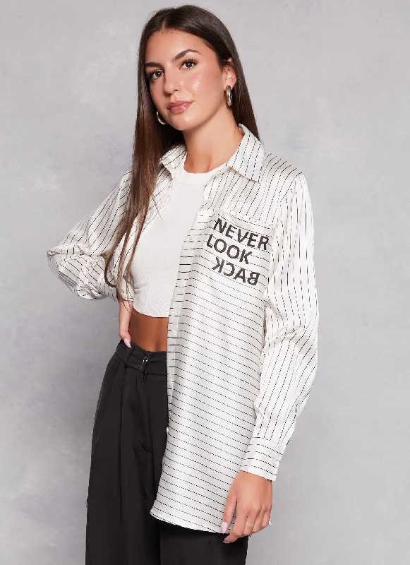 Never Look Back Satin Pinstripe Shirt Discounts On Casual Weekend Styles