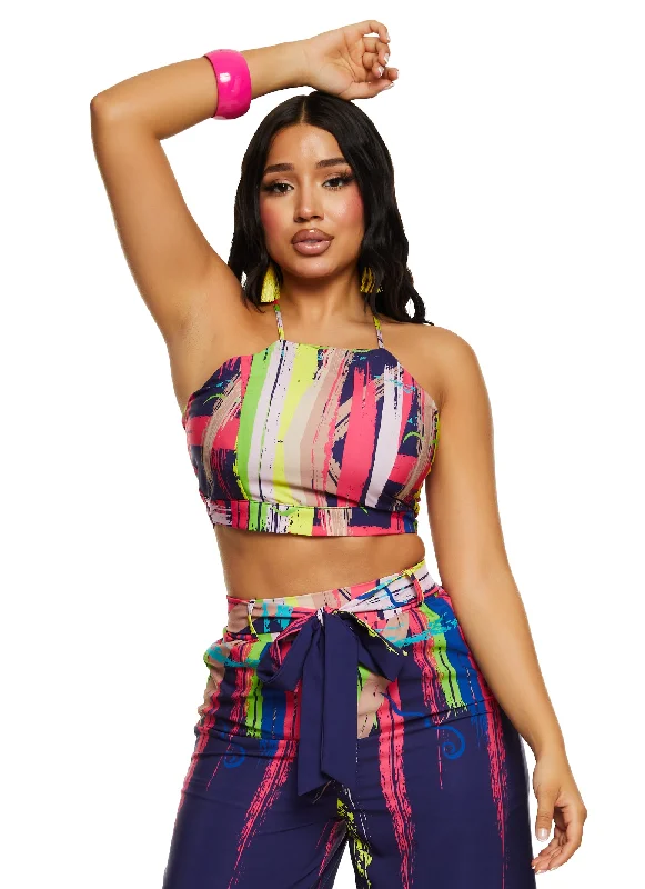 Printed Smocked Back Halter Top Trend Alert