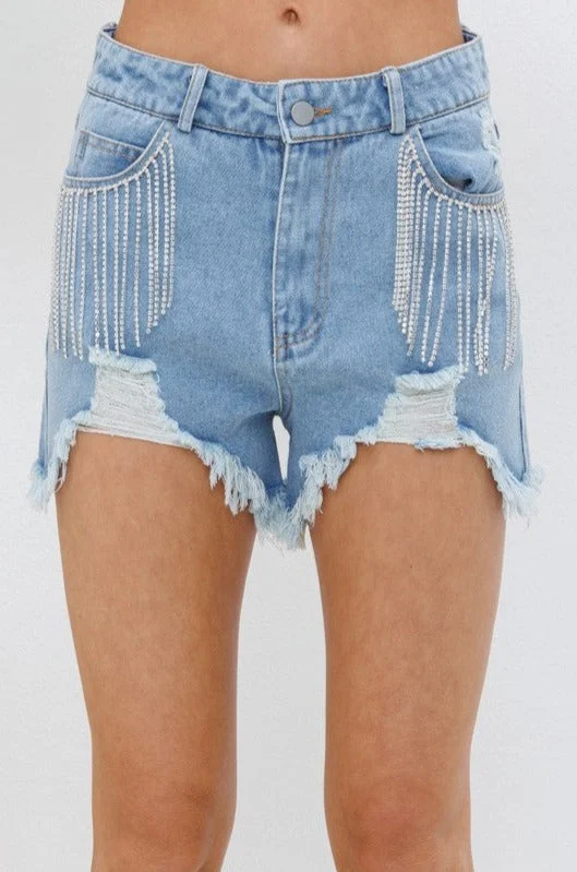 Fringe Denim Shorts Fashion Frontiers