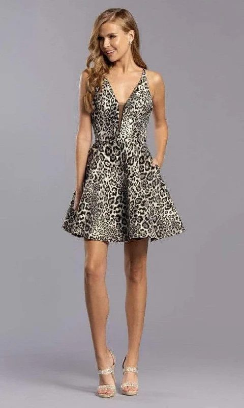 Trevi Collection - S2345 Animal Print Sexy Back Short Dress Seasonal Style Discounts