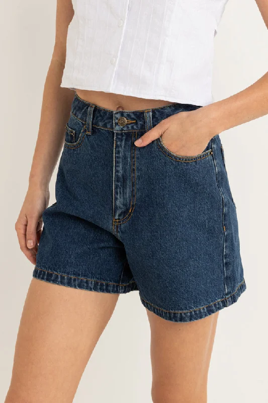 Rhythm Escape Denim Short - DARK BLUE Trendy Attire For Her