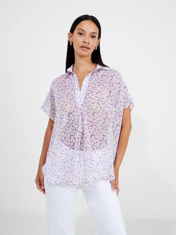 Vee Collar Print Popover Shirt All Season Fashion Collection