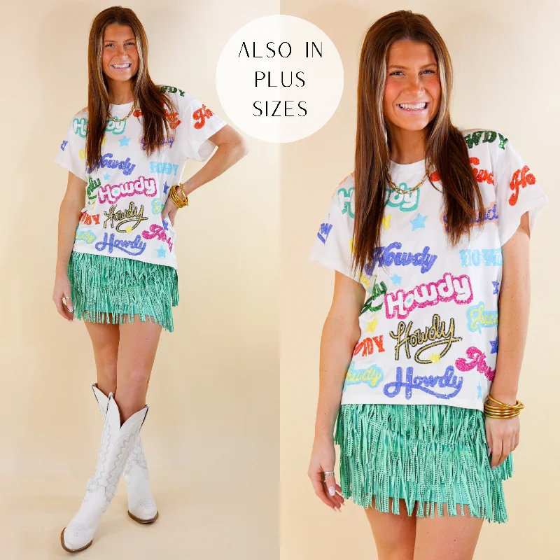 Queen Of Sparkles | Howdy Partner Sequin Howdy Top in White Comfort First Women's Fashion